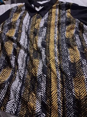 Simply Be Black Gold and White Printed Blouse